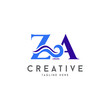 Letter ZA ocean wave vector logo icon symbol minimalist illustration design for pool or aqua related logo