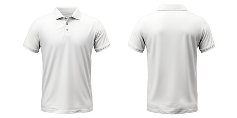 Wall Mural - White Polo Shirt Front and Back Mockup Isolated Transparent, Generative