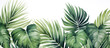 Tropical leaves border in watercolor style