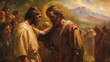 Healing the Blind Man:  A touching depiction of Jesus healing a blind man, showcasing compassion and the transformative power of faith