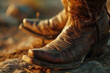 A Detailed View Of A Pair Of Cowboy Boots, Showcasing The Intricate Design And Craftsmanship. Perfect For Western-themed Projects Or Fashion-related Content
