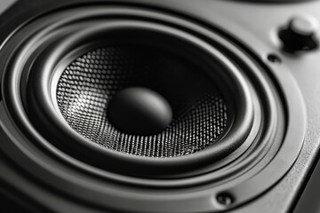 Canvas Print - A black and white photo of a speaker. Suitable for various design projects