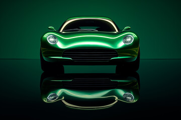 The futuristic a green sports car on a green background