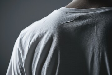 Wall Mural - A man wearing a white t-shirt with his back turned towards the camera. Can be used to represent anonymity, mystery, or a person in deep thought.