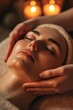 © Fotograf - Woman getting a relaxing facial massage at a spa. Perfect for promoting self-care and wellness