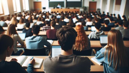 university college audience or lecture room with students as back to school education study and lear