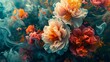 Colorful floral background with peony flowers, close-up. Generative AI