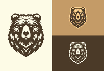 Sticker - Bear head logo design illustration vector drawing