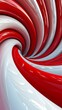 Striped geometric infinite tunnel. red and white abstract hypnotic hole shape.Vertical spinning lines background. Red and white tunnel wallpaper. Psychedelic twisted stripes pattern. Generative ai