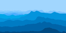Illustration Design Of Mountain Views In The Morning