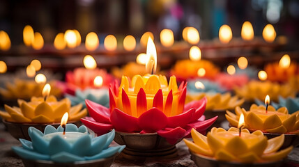 Wall Mural - burning candles in the church