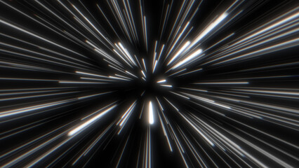 Wall Mural - through space, starfield. abstract particles, neon rays background.