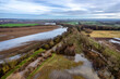 Hochwasser in Mitteldeutschland mit überfluteten Feldern