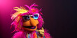 © www.freund-foto.de - Lustiger bunter Vogel Puppe mit Sonnenbrille als Hippi in pink