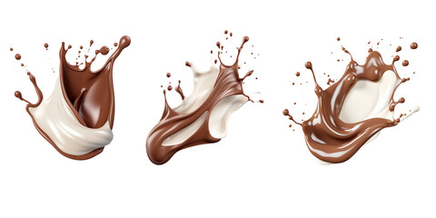 3d rendering milk and chocolate splash smooth.