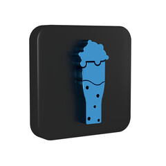 Sticker - Blue Glass of beer icon isolated on transparent background. Black square button.