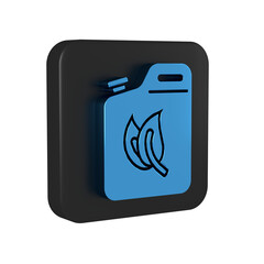 Poster - Blue Bio fuel canister icon isolated on transparent background. Eco bio and barrel. Green environment and recycle. Black square button.