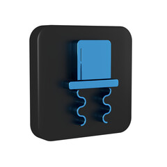 Poster - Blue Orthodox jewish hat with sidelocks icon isolated on transparent background. Jewish men in the traditional clothing. Judaism symbols. Black square button.