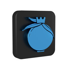 Wall Mural - Blue Pomegranate icon isolated on transparent background. Garnet fruit. Black square button.