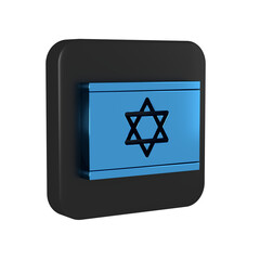 Sticker - Blue Flag of Israel icon isolated on transparent background. National patriotic symbol. Black square button.