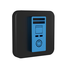 Canvas Print - Blue Smart home icon isolated on transparent background. Remote control. Black square button.