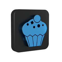 Wall Mural - Blue Muffin icon isolated on transparent background. Black square button.