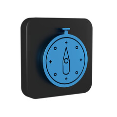 Wall Mural - Blue Compass icon isolated on transparent background. Windrose navigation symbol. Wind rose sign. Black square button.