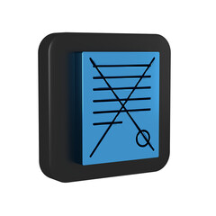 Poster - Blue Delete file document icon isolated on transparent background. Rejected document icon. Cross on paper. Black square button.