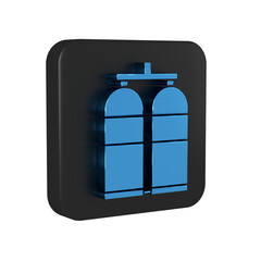 Wall Mural - Blue Aqualung icon isolated on transparent background. Oxygen tank for diver. Diving equipment. Extreme sport. Diving underwater equipment. Black square button.