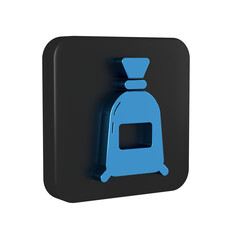 Poster - Blue Bag of flour icon isolated on transparent background. Black square button.