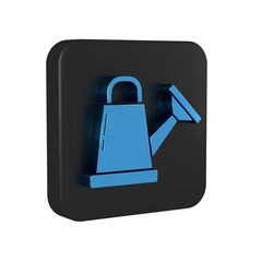 Poster - Blue Watering can icon isolated on transparent background. Irrigation symbol. Black square button.