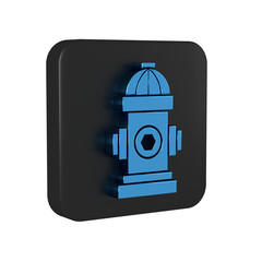 Canvas Print - Blue Fire hydrant icon isolated on transparent background. Black square button.