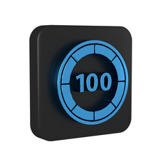 Canvas Print - Blue Casino chips icon isolated on transparent background. Casino gambling. Black square button.