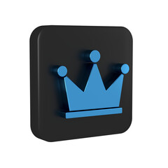 Poster - Blue Crown icon isolated on transparent background. Black square button.