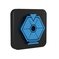 Canvas Print - Blue Lucky wheel icon isolated on transparent background. Black square button.