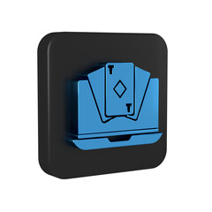 Canvas Print - Blue Online poker table game icon isolated on transparent background. Online casino. Black square button.