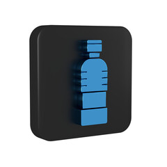 Canvas Print - Blue Bottle of water icon isolated on transparent background. Soda aqua drink sign. Black square button.