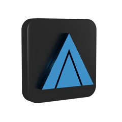 Poster - Blue Tourist tent icon isolated on transparent background. Camping symbol. Black square button.