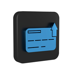 Sticker - Blue Credit card icon isolated on transparent background. Online payment. Cash withdrawal. Financial operations. Shopping sign. Black square button.