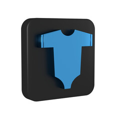 Canvas Print - Blue Baby clothes icon isolated on transparent background. Baby clothing for baby girl and boy. Baby bodysuit. Black square button.