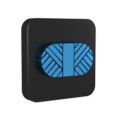 Wall Mural - Blue Sewing thread on spool icon isolated on transparent background. Yarn spool. Thread bobbin. Black square button.