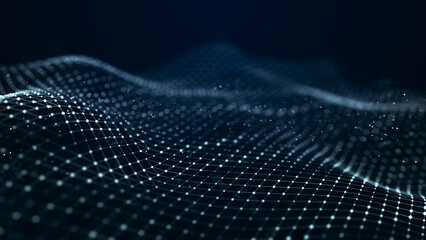 Leinwandbilder - Digital technology. Futuristic background of glowing particles in motion. Large amount of data. 3D rendering.