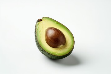 Wall Mural - fresh avocado in half cut isolated on white background. generative ai