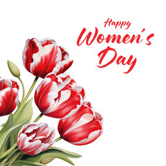 Wall Mural - Women's Day. Greeting card with tulips. Vector illustration.