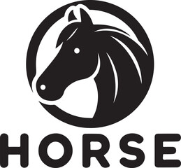 Poster - Horse Face Logo vector black color silhouette, isolated white background