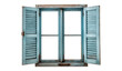 © Mr. PNG - wooden window with blue shutters. Aged wooden window with open shutters. Worn window frame. Wooden window frame with shutters. Old farmhouse or wood cabin window isolated. Transparent Background PNG