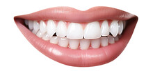 Smiling Female Mouth With Shiny Healthy White Teeth, Cut Out