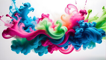 Abstract colorful smoke and colorful gas on White Background 