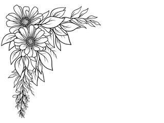 Wall Mural - corner border flower outline illustration