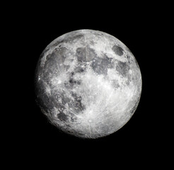 Wall Mural - Full moon background isolated on black